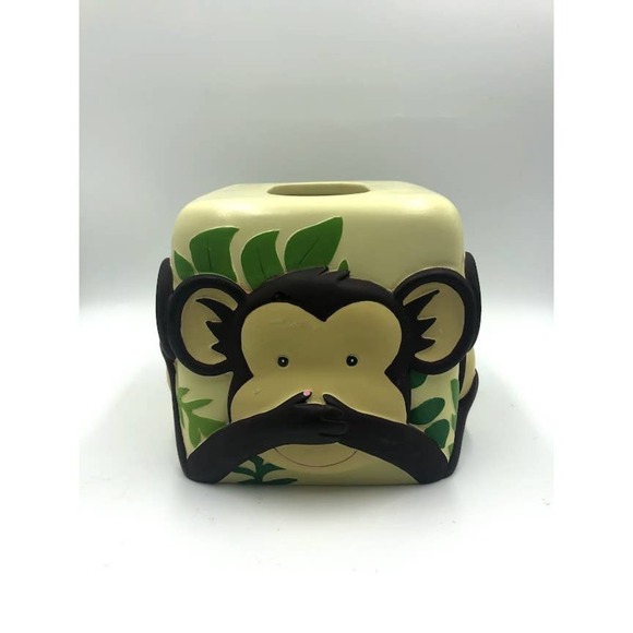 Monkey See Hear Speak No Evil Tissue Box Cover Animal Decor - Picture 3 of 12